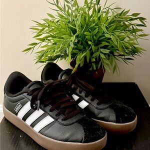 adidas Black White Sneakers with Gum Sole